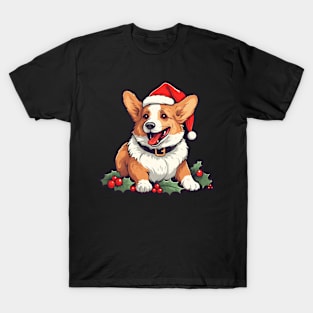 Happy Corgi Christmas Holly T-Shirt